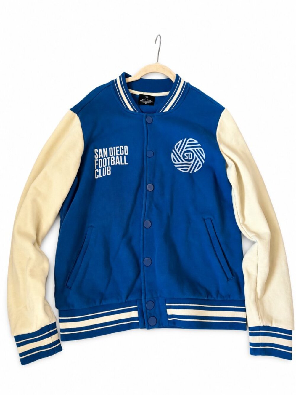 Peace Collective San Diego FC Blue Cream Varsity Jacket Small
